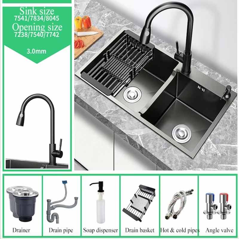 Kitchen Double Sink with Full Accessories