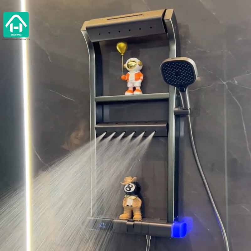 Wall-mounted Bathroom Shower Set with 360 Degree LED Digital Display Function