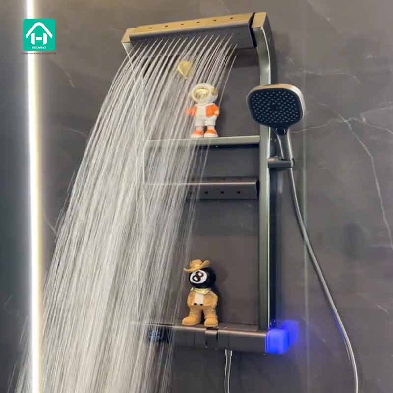 Wall-mounted Bathroom Shower Set with 360 Degree LED Digital Display Function