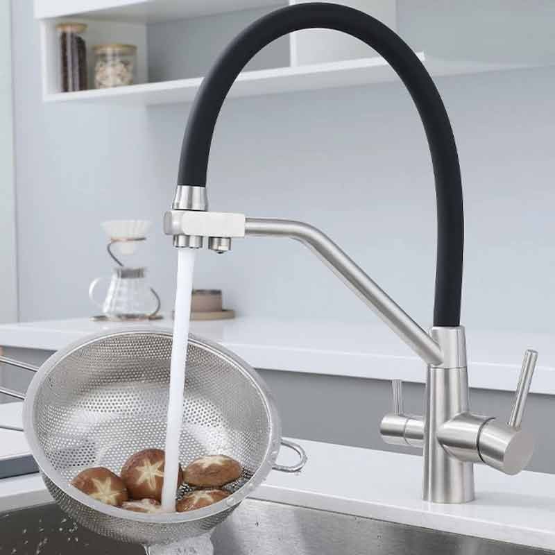 3 Way Hot and Cold Dual Handle Drink Water Mixer Tap Filter Kitchen Faucet