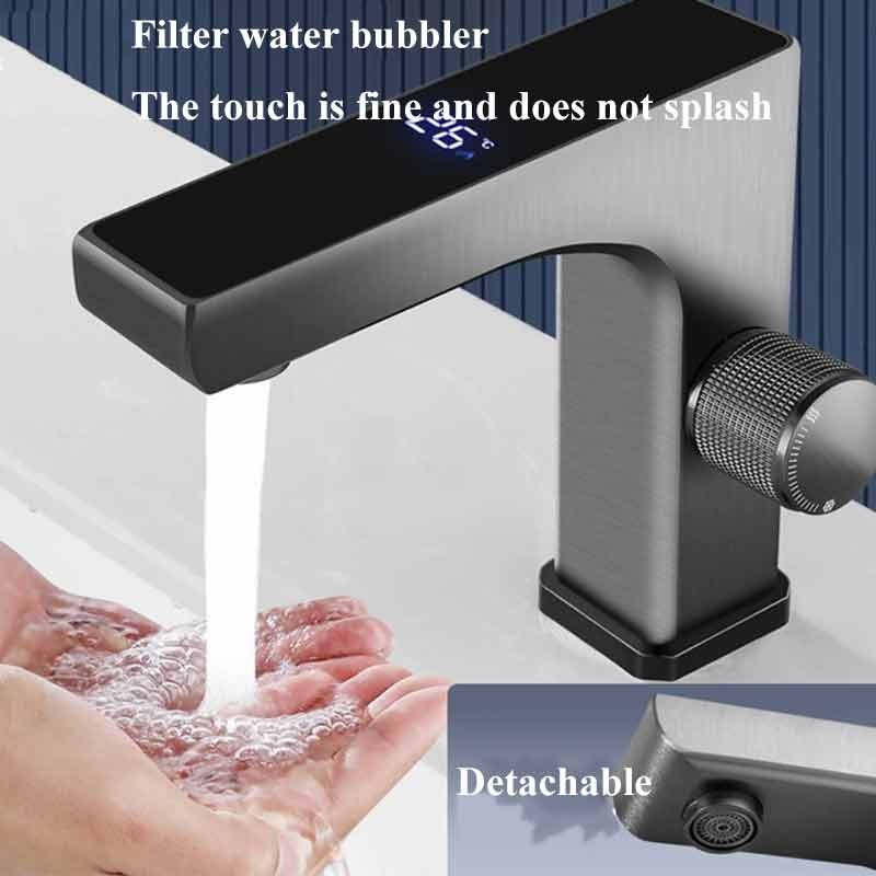 Intelligent LED Brass Deck Mounted Face Basin Faucet