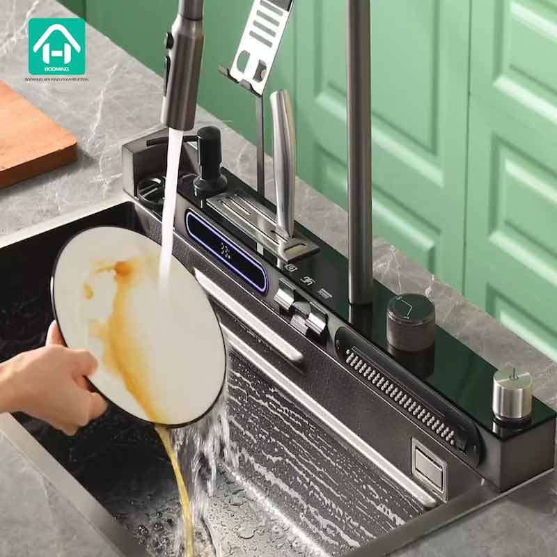 Tiktok Trendy Sinks with Large LED Screen Cellphone Holder Knife Holder