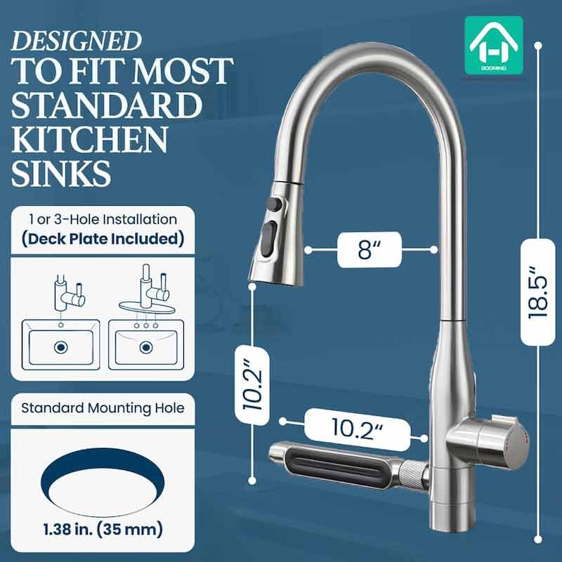 Waterfall Kitchen Faucet with Pull-Down Sprayer