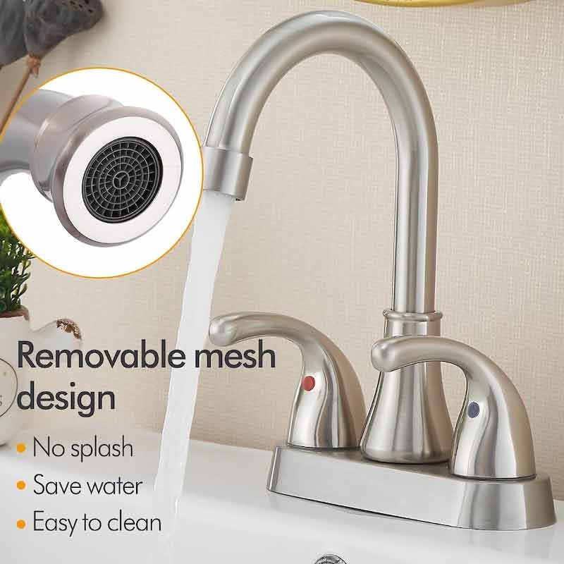 Brushed Nickel 4-Inch Centerset Bathroom Faucet 