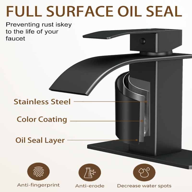 Matte Black Waterfall Bathroom Faucet