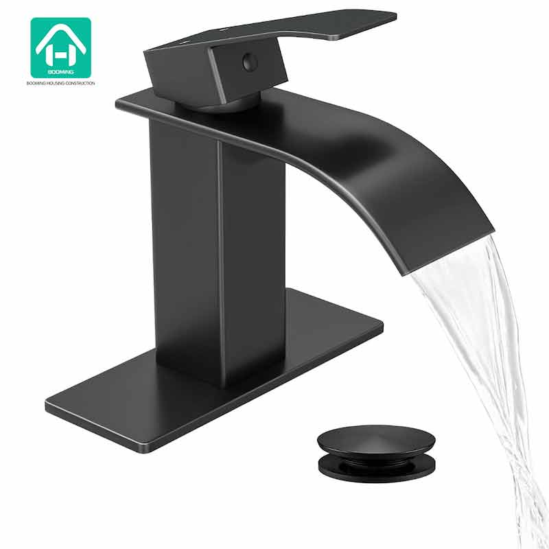Matte Black Waterfall Bathroom Faucet